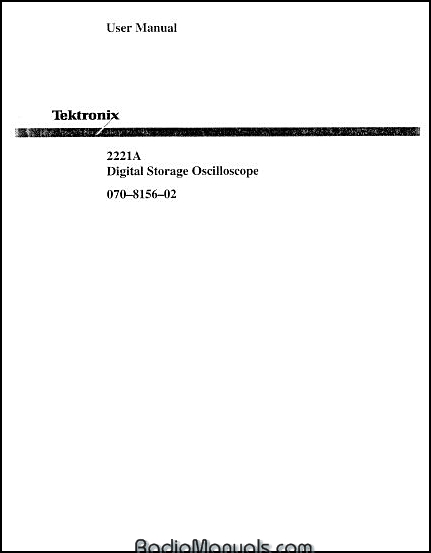 Tektronix 2221A User Manual
